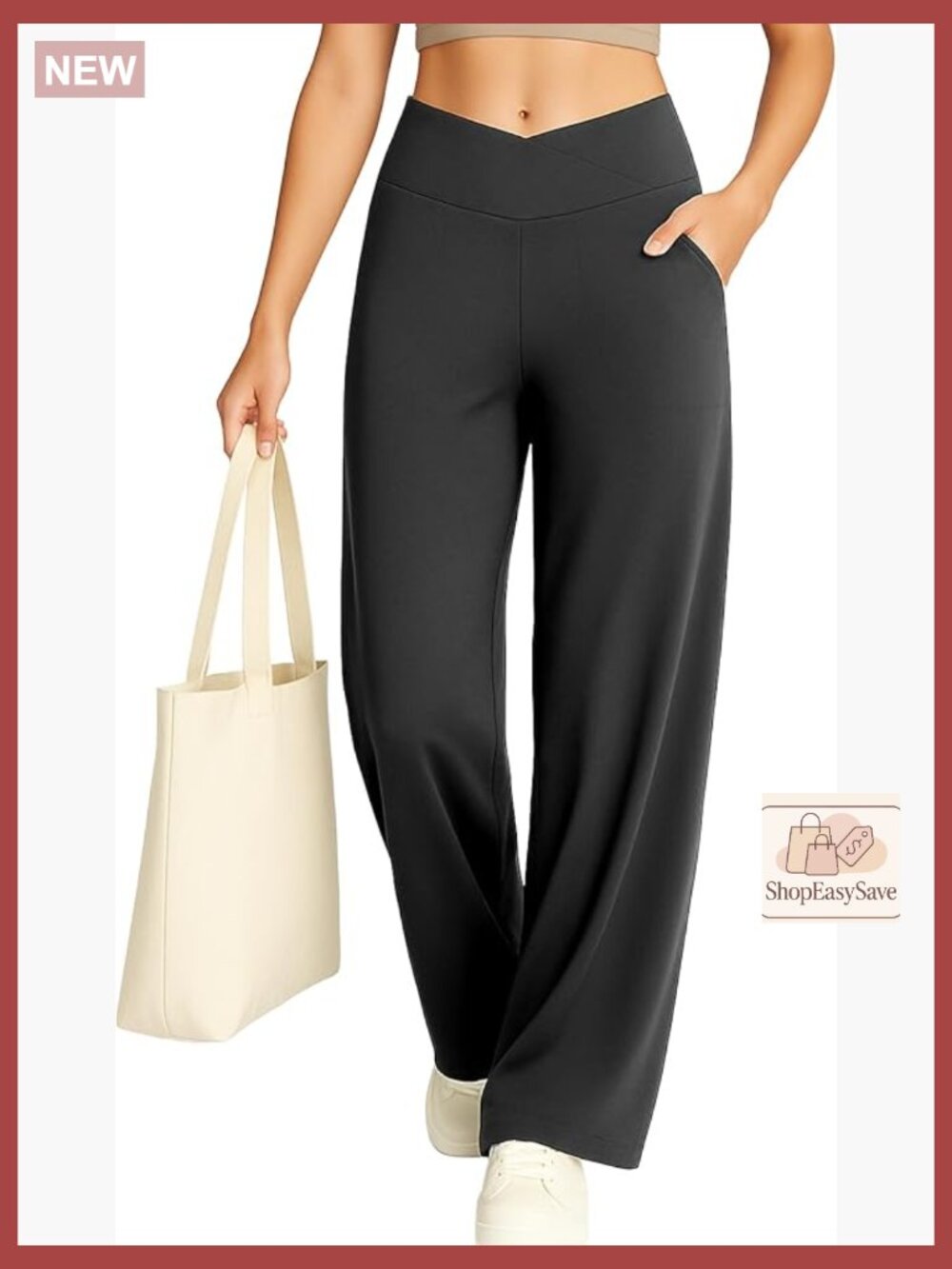 Wide Leg Yoga Pants High Waisted Crossover Lounge Pockets